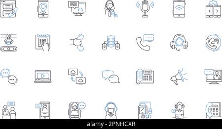 Symbolsammlung für Computernerking-Linien. Router, Firewall, Ethernet, IP-Adresse, LAN, WAN, VPN-Vektor und lineare Darstellung. Switch-, Modem-, DNS-Outline Stock Vektor