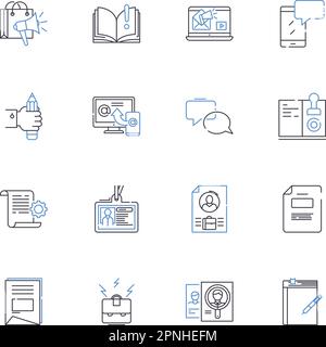 Home School Line Icons Kollektion. Ausbildung, Isolation, Lehrplan, Zeitplan, Selbstmotivation, Elternschaft, Flexibilitätsvektor und linear Stock Vektor