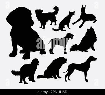 Silhouette für Tierhandlung mit Hundemotiv. Gute Verwendung für Symbol, Logo, Websymbol, Maskottchen, Spielelemente, Oder ein beliebiges Design. Stock Vektor