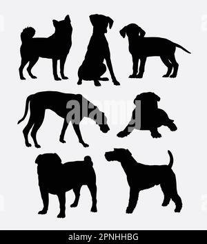 Silhouette für Tierhandlung mit Hundemotiv. Gute Verwendung für Symbol, Logo, Websymbol, Maskottchen, Spielelemente, Oder ein beliebiges Design. Einfach zu verwenden. Stock Vektor