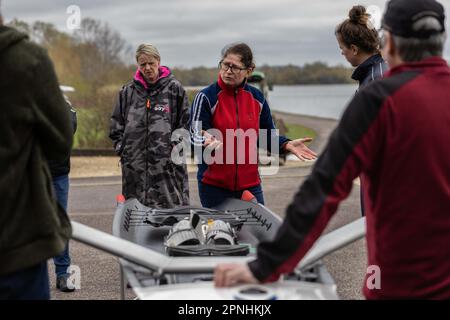 Great Britain's Beach Ruderkurse in Redgrave und Pinsent Ruwing Lake, Caversham, Reading. Guin Batten, Vorsitzender des Küstenruders für Großbritannien. Stockfoto