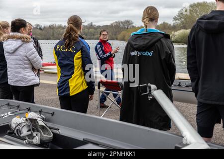 Great Britain's Beach Ruderkurse in Redgrave und Pinsent Ruwing Lake, Caversham, Reading. Guin Batten, Vorsitzender des Küstenruders für Großbritannien. Stockfoto