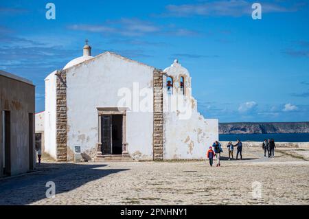 SAGRES, PORTUGAL - 27. FEBRUAR 2023: Festung Sagres in Sagres, Portugal am 27. Februar 2023 Stockfoto