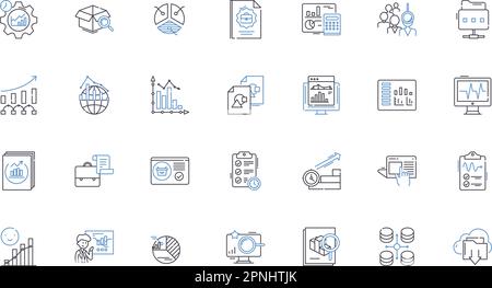 Sammlung mit Symbolen für Insights. Perspektive, Verständnis, Wissen, Aufklärung, Offenbarung, Realisierung, Epiphanievektor und lineare Darstellung Stock Vektor