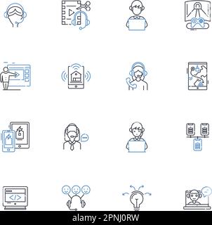 Symbolsammlung für Volumenlinien. Verstärken, Dichte, Magnitude, Lautstärke, Intensität, Ausdehnung, Bereichsvektor und lineare Darstellung. Kapazität,Erweiterung,Größe Stock Vektor
