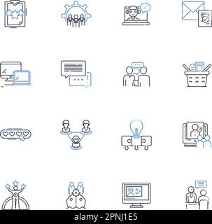 Sammlung der Zeilensymbole für den Benutzersupport. Helpdesk, Hilfe, Fehlerbehebung, Anleitung, Lösung, Unterstützung, Problemlösungsvektor und linear Stock Vektor