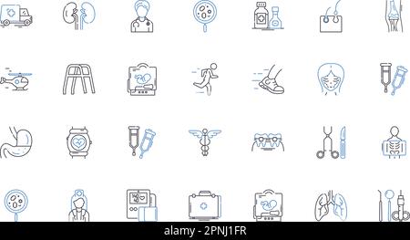Funktionsmedizinische Liniensammlung. Ganzheitlich, Integrativ, Lifestyle, Ernährung, Genetik, Entzündung, Detoxifizierungsvektor und linear Stock Vektor