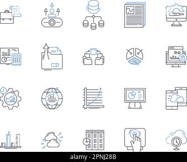 Sammlung von Liniensymbolen für Datenpunkte und Mechanismen. Regression, Analytics, Sampling, Causality, Predictive, Deskriptiv, Inferenzvektor und linear Stock Vektor