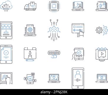 Green Technology Line Icons Kollektion. Solar, Wind, Erneuerbare Energien, Nachhaltig, Biokraftstoff, Geothermische, kohlenstoffneutrale Vektoren und lineare Darstellung. Eco Stock Vektor