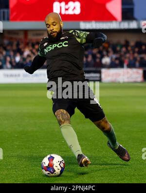 David McGoldrick aus Derby County während des Spiels Sky Bet League One im St. James Park, Exeter. Foto: Dienstag, 18. April 2023. Stockfoto