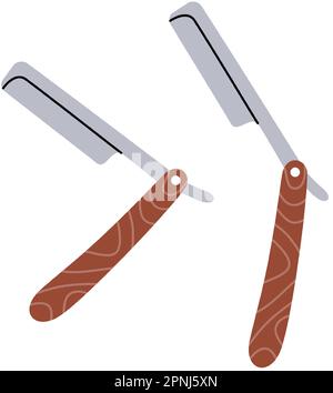 Professionelle Rasierklinge mit scharfer Klinge. Friseursalon und Friseurwerkzeugsilhouette. Vektordarstellung. Stock Vektor