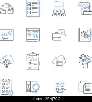 Symbolsammlung für Automatisierungs- und Technologielinien. Robotik, Künstliche Intelligenz, Workflow, Effizienz, Innovation, Integration, Smart Vector und Stock Vektor