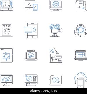 Symbolsammlung für Robotik-Technologie. Automatisierung, Cyborg, Mechanisierung, künstliche Intelligenz, Robotik, Mechatronik, Android-Vektor und Stock Vektor