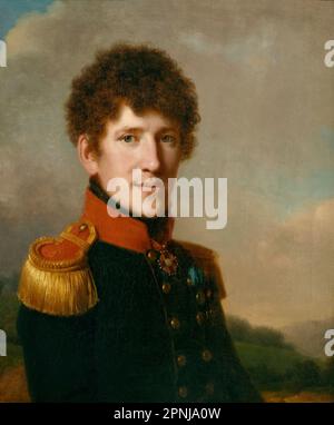 Portrait von Prinz Serge Alexandrovitch Wolkonsky, 28 Jahre alt, Major des Archangelsk-Regiments, von Louis PÉRIN SALBREUX (Öl auf Leinwand 0,64 x 0,53) Museum der Schönen Künste reims (Leon Tolstoy, wird den Namen Wolkonsky verwenden, indem er einen Brief zur Schmiede der Bolkonsky-Familie ändert, Helden des Buches Krieg und Frieden) Stockfoto