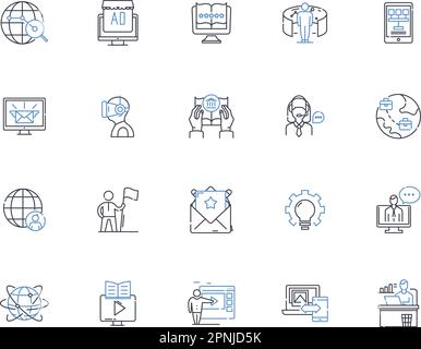 Public Health Line Symbolsammlung. Epidemie, Wellness, Prävention, Impfstoffe, Sanitäreinrichtungen, Hygiene, Ernährungsvektor und lineare Darstellung. Ausbruch Stock Vektor