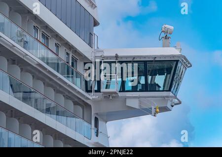 Brücke eines Kreuzfahrtschiffs Stockfoto