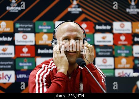 ROM - Feyenoord Coach Arne Slot während der Pressekonferenz im Vorfeld des Viertelfinales der UEFA Europa League gegen AS Roma im Olympiastadion von Rom am 19. April 2023 in Rom, Italien. ANP MAURICE VAN STONE Stockfoto