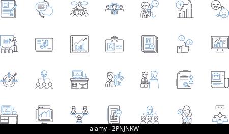 Sammlung der Liniensymbole für Geschäftsverbindungen. Nerking, Allianzen, Beziehungen, Zusammenarbeit, Partnerschaften, Kooperationen, Synergien, Vektor und linear Stock Vektor