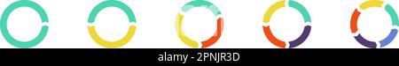 Kreispfeile für Infografik. Symbol für isoliertes Flachdiagramm mit 5 Schritten. Abstrakte Vektordarstellung Stock Vektor
