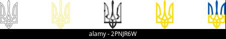 Das Wappen der Ukraine Set Icon. Flache Darstellung des Logos. Vektoremblem UA Stock Vektor