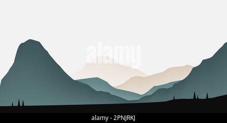 Hintergrund der Silhouetten der Bergkette. Minimalistische natürliche Tapeten in flacher Landschaft. Vectot-Illustration Stock Vektor