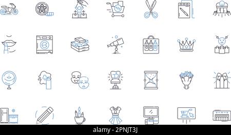 Symbolsammlung für Händlerpositionen. Investitionen, Aktien, Handel, Risiko, Portfolio, Analyse, Strategievektor und lineare Darstellung. Markt, Gewinn, Kauf Stock Vektor