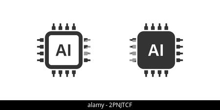 Symbol für digitale CPU-Technologie mit künstlicher Intelligenz. Computerchip. Vektor-isolierte Darstellung Stock Vektor