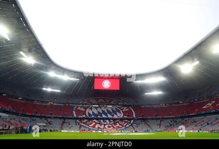 Allgemeiner Blick aus dem Stadion vor dem Viertelfinale der UEFA Champions League in der Allianz Arena, München. Bilddatum: Mittwoch, 19. April 2023. Stockfoto