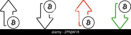 Ein isoliertes Symbol mit Bitcoin-Pfeilen im Linienstil. Vector-Business-Münzkonzept Stock Vektor