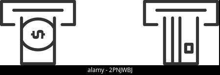 Schwarzes Symbol für Geldautomaten. Sing-Symbol für Karte und Geld. Darstellung isolierter flacher Vektoren Stock Vektor