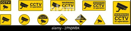 CCTV setzte flache Banner auf weißem Hintergrund. Abbildung des Vektors für Securiti-Technologie-Systeme Stock Vektor