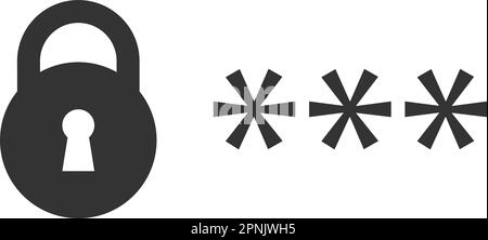 Schwarzes Passwortsymbol im flachen Stil. Taste für sicheren Code. Vektordarstellung für Website-, App- und ui-Design Stock Vektor