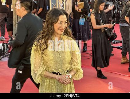 Schauspielerin Michelle Yeoh Choo-Kheng nimmt an der Veranstaltung der Hong Kong Film Awards 41. im Cultural Centre, TST, Teil. 16APR23 SCMP/Oscar Liu Stockfoto