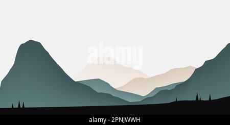 Hintergrund der Silhouetten der Bergkette. Minimalistische natürliche Tapeten in flacher Landschaft. Vectot-Illustration Stock Vektor