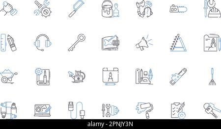 Sammlung von Liniensymbolen für die Datenanalyse. Erkenntnisse, Metriken, Trends, Dashboards, Algorithmen, Visualisierungen, Vorhersagevektor und lineare Darstellung Stock Vektor