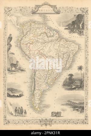 Südamerika. Peru - Bolivien Konföderation. Gran Colombia. RAPKIN/TALLIS 1851 Karte Stockfoto