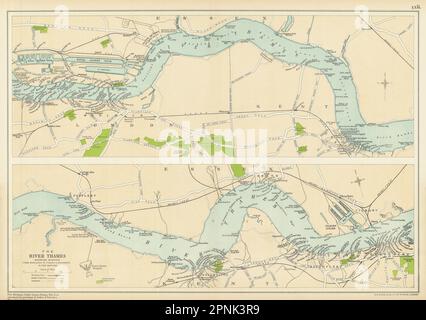 HAFEN VON LONDON. Anlegestellen/Docks. Themse Woolwich-Tilbury/Gravesend. BACON 1913 Karte Stockfoto