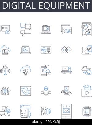 Symbolsammlung für digitale Geräte. Elektronische Geräte, Cyber-Gadgets, virtuelle Instrumente, technologische Maschinen, Rechenwerkzeuge, Online Stock Vektor