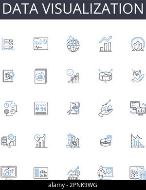 Sammlung der Liniensymbole für die Datenvisualisierung. Informationsanzeige, grafische Darstellung, numerische Darstellung, Datendarstellung, statistische Darstellung Stock Vektor