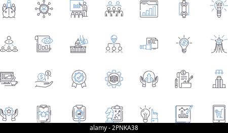 Sammlung von Liniensymbolen für Persistenz und Bestimmung. Belastbarkeit, Mut, Beharrlichkeit, Beharrlichkeit, Ehrgeiz, Zielorientierter, stabiler Vektor und linear Stock Vektor