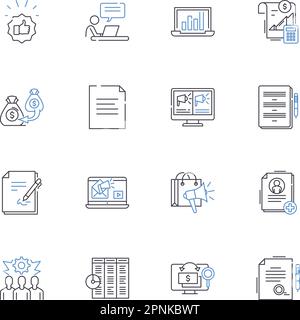 Symbolsammlung für die Initiationsphase. Anfänge, Eintrag, Start, Ursprung, Beginn, Einrichtung, Vorbereitungsvektor und lineare Darstellung Stock Vektor