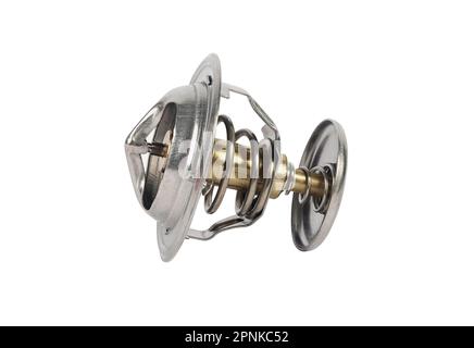 Thermostat isoliert auf weißem Hintergrund. Kfz-Ersatzteile. Stockfoto