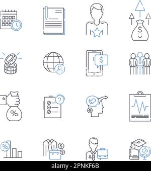 Symbolzusammenstellung für Gewinnmargen. Rentabilität, Umsatz, Erträge, Wachstum, Kosten, Vektor „Umsatz“, „Markups“ und lineare Darstellung. Diskont, Einkommen Stock Vektor