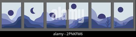 Abstrakter Landschaftshintergrund. Design für Wandschmuck, Hausdekoration, Drucke, digitale und Smartphone-Tapete, Stoff Stock Vektor