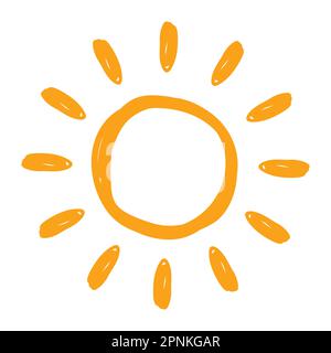 Süße Kritzelsonne-Ikone. Handgezeichnete Darstellung Stock Vektor