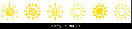 Süße Sonnensymbole. Handgezeichnete Darstellung Stock Vektor