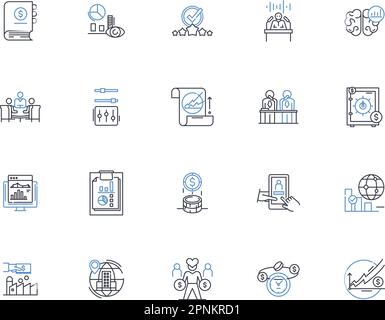 Sammlung der Liniensymbole für Leistungsindikatoren. Metriken, Analytisch, Messungen, Statistiken, Ergebnisse, ROI-ROI, Benchmarks-Vektor und Stock Vektor