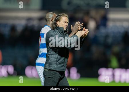 Gareth Ainsworth, Manager der Queens Park Rangers nach der 1-1. Verlosung im EFL Sky Bet Championship-Spiel zwischen Queens Park Rangers und Norwich City im Kiyan Prince Foundation Stadium, London, England, am 19. April 2023. Foto: Grant Winter. Nur redaktionelle Verwendung, Lizenz für kommerzielle Verwendung erforderlich. Keine Verwendung bei Wetten, Spielen oder Veröffentlichungen von Clubs/Ligen/Spielern. Kredit: UK Sports Pics Ltd/Alamy Live News Stockfoto