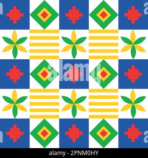Farbenfrohes arabisches Material und Kacheln sorgen für einen nahtlosen Wiederholungsvektor, der von der saudischen Flagge und KSA-Kultivierung inspiriert wurde und sich für Gruß- und Einladungskarten eignet Stock Vektor
