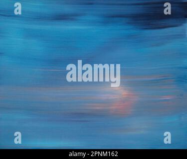 Abstrakter Hintergrund. Breite Striche mit Palettenmesser und blauem Pinsel. Stockfoto